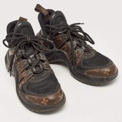 Louis Vuitton Black/Brown Mesh and Monogram Canvas Archlight Sneakers Size 39