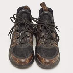 Louis Vuitton Black/Brown Mesh and Monogram Canvas Archlight Sneakers Size 39