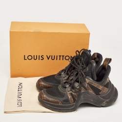 Louis Vuitton Black/Brown Mesh and Monogram Canvas Archlight Sneakers Size 39