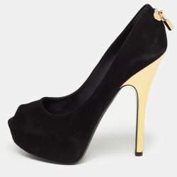 Pre Owned Louis Vuitton Black Suede Oh Really!  Pumps Size 36.5