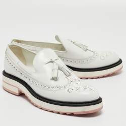 مملوكة مسبقًا Louis Vuitton White Leather Slip On Loafers Size 37
