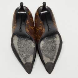 Pre Owned Louis Vuitton Brown Monogram Canvas and Patent Leather Chérie Pumps Size 38