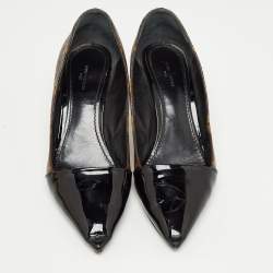 Pre Owned Louis Vuitton Brown Monogram Canvas and Patent Leather Chérie Pumps Size 38
