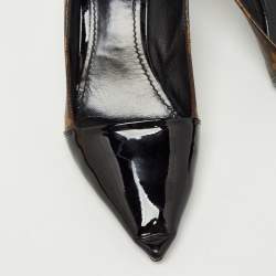 Pre Owned Louis Vuitton Brown Monogram Canvas and Patent Leather Chérie Pumps Size 38