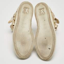 Louis Vuitton Beige/Gold Nubuck and Leather High Top Sneakers Size 38