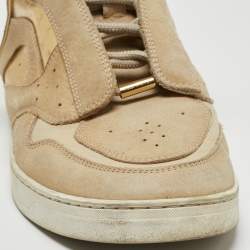 Louis Vuitton Beige/Gold Nubuck and Leather High Top Sneakers Size 38