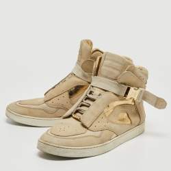 Louis Vuitton Beige/Gold Nubuck and Leather High Top Sneakers Size 38