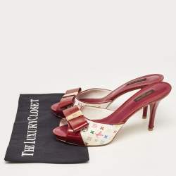 Louis Vuitton White/White Canvas and Patent Leather Slide Sandals Size 39