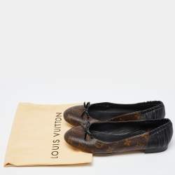 Louis Vuitton Brown Leather and Monogram Canvas Joy Ballet Flats Size 36