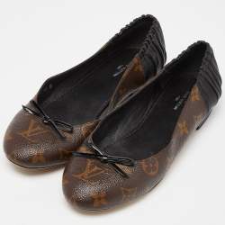 Louis Vuitton Brown Leather and Monogram Canvas Joy Ballet Flats Size 36