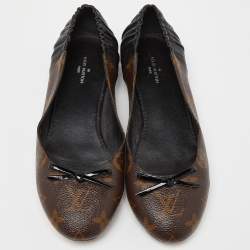 Louis Vuitton Brown Leather and Monogram Canvas Joy Ballet Flats Size 36