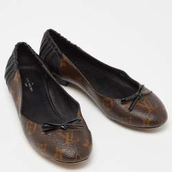 Louis Vuitton Brown Leather and Monogram Canvas Joy Ballet Flats Size 36