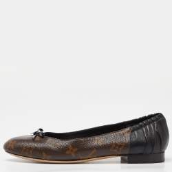 Louis Vuitton Brown Leather and Monogram Canvas Joy Ballet Flats Size 36