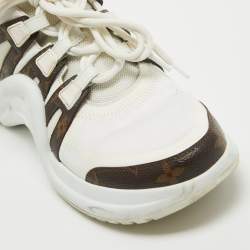Louis Vuitton White/Brown Nylon and Monogram Canvas Archlight Sneakers Size 41