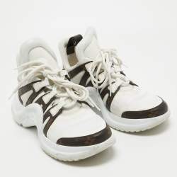Louis Vuitton White/Brown Nylon and Monogram Canvas Archlight Sneakers Size 41