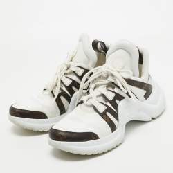 Louis Vuitton White/Brown Nylon and Monogram Canvas Archlight Sneakers Size 41