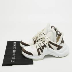 Louis Vuitton White/Brown Nylon and Monogram Canvas Archlight Sneakers Size 41