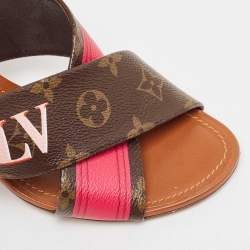 مملوكة مسبقًا Louis Vuitton Brown/Pink Monogram Canvas Slide Sandals Size 39