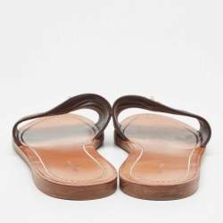 Louis Vuitton Brown Monogram Canvas Lock It  Flat Slides Size 37.5