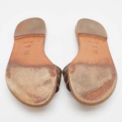 Louis Vuitton Brown Monogram Canvas Lock It  Flat Slides Size 37.5