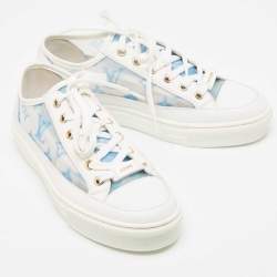 Pre Owned Louis Vuitton White Leather Stellar Lace Up Sneakers Size 35