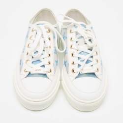 Pre Owned Louis Vuitton White Leather Stellar Lace Up Sneakers Size 35