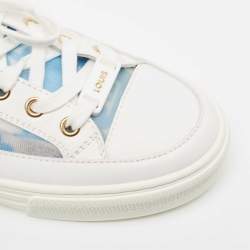 Pre Owned Louis Vuitton White Leather Stellar Lace Up Sneakers Size 35
