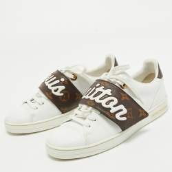 Louis Vuitton White/Brown Monogram Canvas and Leather Low Top Sneakers Size 35.5