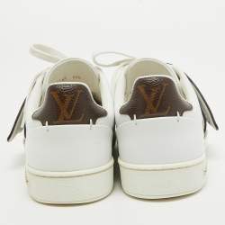 Louis Vuitton White/Brown Monogram Canvas and Leather Low Top Sneakers Size 35.5