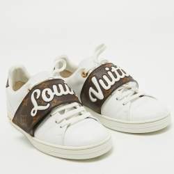 Louis Vuitton White/Brown Monogram Canvas and Leather Low Top Sneakers Size 35.5