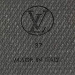 Louis Vuitton Black Monogram Embossed Leather LV Sunset Slides Size 37