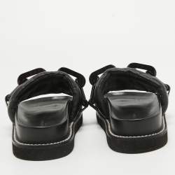 Louis Vuitton Black Monogram Embossed Leather LV Sunset Slides Size 37