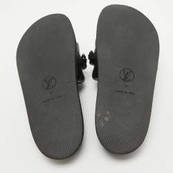 Louis Vuitton Black Monogram Embossed Leather LV Sunset Slides Size 37
