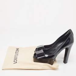 مملوكة مسبقًا Louis Vuitton Navy Blue Monogram Vernis True Peep Toe Platform Pumps Size 39