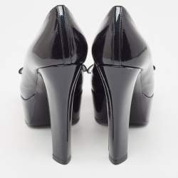 مملوكة مسبقًا Louis Vuitton Navy Blue Monogram Vernis True Peep Toe Platform Pumps Size 39