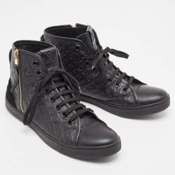 Louis Vuitton Black Leather and Suede Punchy Sneakers Size 40