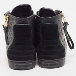 Louis Vuitton Black Leather and Suede Punchy Sneakers Size 40