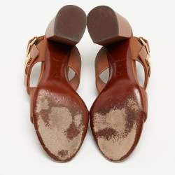 مملوكة مسبقًا Louis Vuitton Brown Leather Horizon Slingback Sandals Size 40