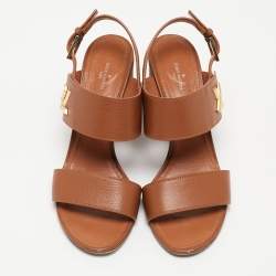 مملوكة مسبقًا Louis Vuitton Brown Leather Horizon Slingback Sandals Size 40