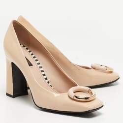 Pre Owned Louis Vuitton Beige Patent Leather Madeleine Pumps Size 39