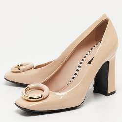 Pre Owned Louis Vuitton Beige Patent Leather Madeleine Pumps Size 39
