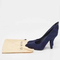 Louis Vuitton Navy Blue Suede Pointed Toe Pumps Size 37