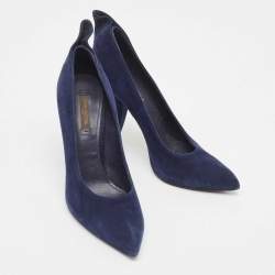 Louis Vuitton Navy Blue Suede Pointed Toe Pumps Size 37