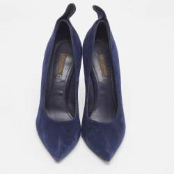 Louis Vuitton Navy Blue Suede Pointed Toe Pumps Size 37