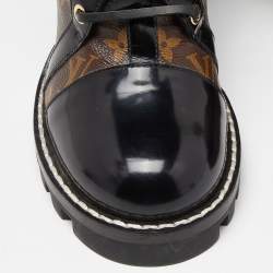 Pre Owned Louis Vuitton Brown/Black Monogram Canvas And Patent Leather Star Trail Ankle Boot Size 40