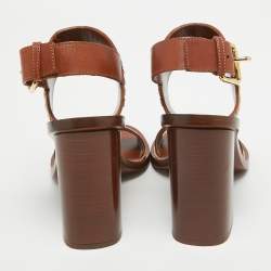 مملوكة مسبقًا Louis Vuitton Brown Leather and Monogram Canvas Passenger Sandals Size 38