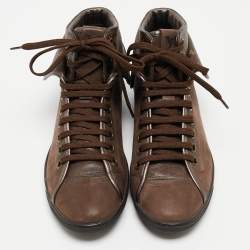 Louis Vuitton Brown Monogram Canvas and  Leather Brea Sneakers Size 38.5