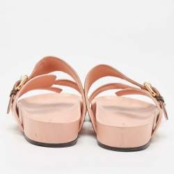 Louis Vuitton Pink/Brown Monogram Canvas and Leather Bom Dia Flat Slides Size 38
