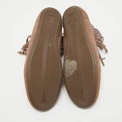 Louis Vuitton Brown Suede Fringe Details High Sneakers Size 39