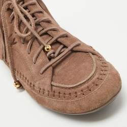 Louis Vuitton Brown Suede Fringe Details High Sneakers Size 39
